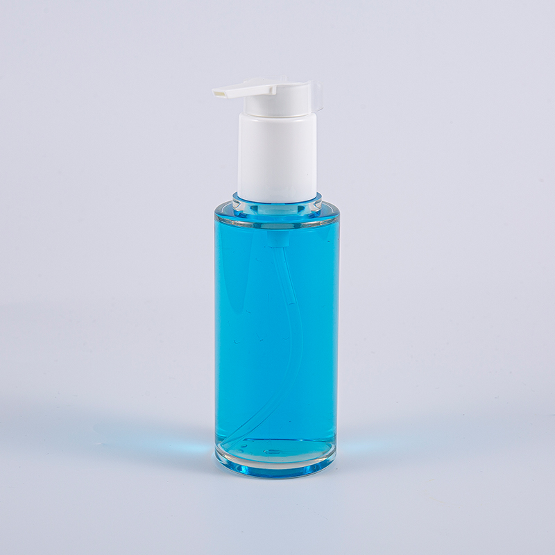 Maaliwalas na PETG 100ml Round Shape Lotion Bottle na May Puting Plastic Pump