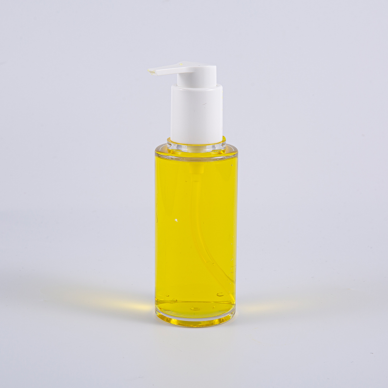 Maaliwalas na PETG 100ml Round Shape Lotion Bottle na May Puting Plastic Pump