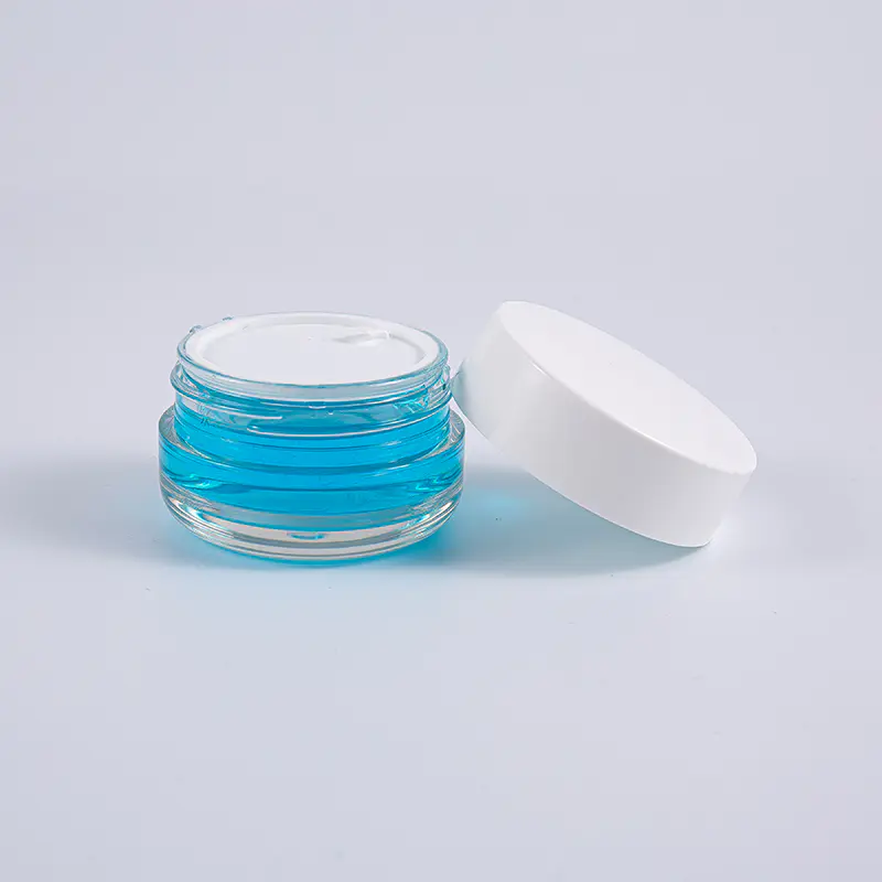 Transparent na Round Shape PETG 50g Thick Wall Cream Jar na May Puting Screw Cap