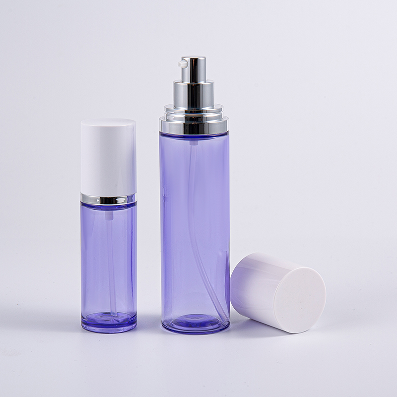 Kulay Lila 100ml Round Serum Lotion Bote na May Aluminum Pump