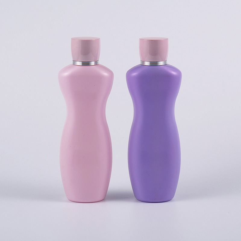 Pink Purple Color Ergonomic Shape 200ml PE Body Lotion Bath Wash Bottle